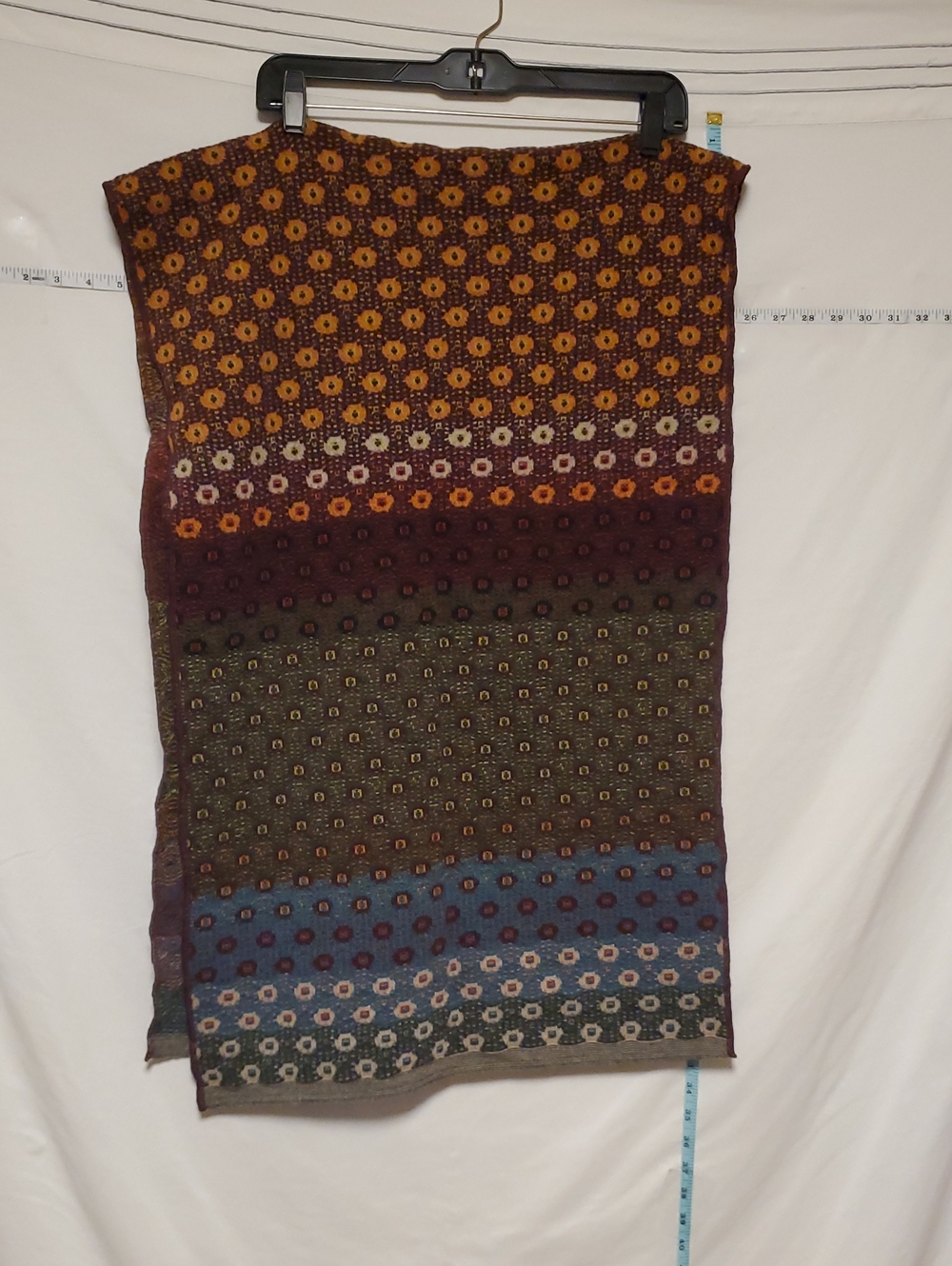 Catherine Andre Geometric Multi Color Wool Blend Scarf 68x20 Warm Staple Classic - Picture 2 of 5